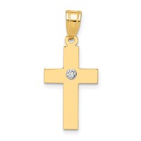 14K Yellow Gold Polished.01 Carat Diamond Cross Pendant view 1