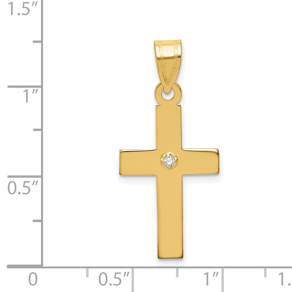 14k Polished .02ct. Diamond Cross Pendant (XR777)