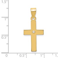 14K Yellow Gold Polished.02 Carat Diamond Cross Pendant view 2