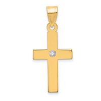 14K Yellow Gold Polished.02 Carat Diamond Cross Pendant view 1