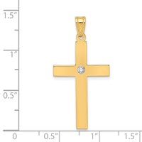 14K Yellow Gold Polished.02 Carat Diamond Cross Pendant view 3