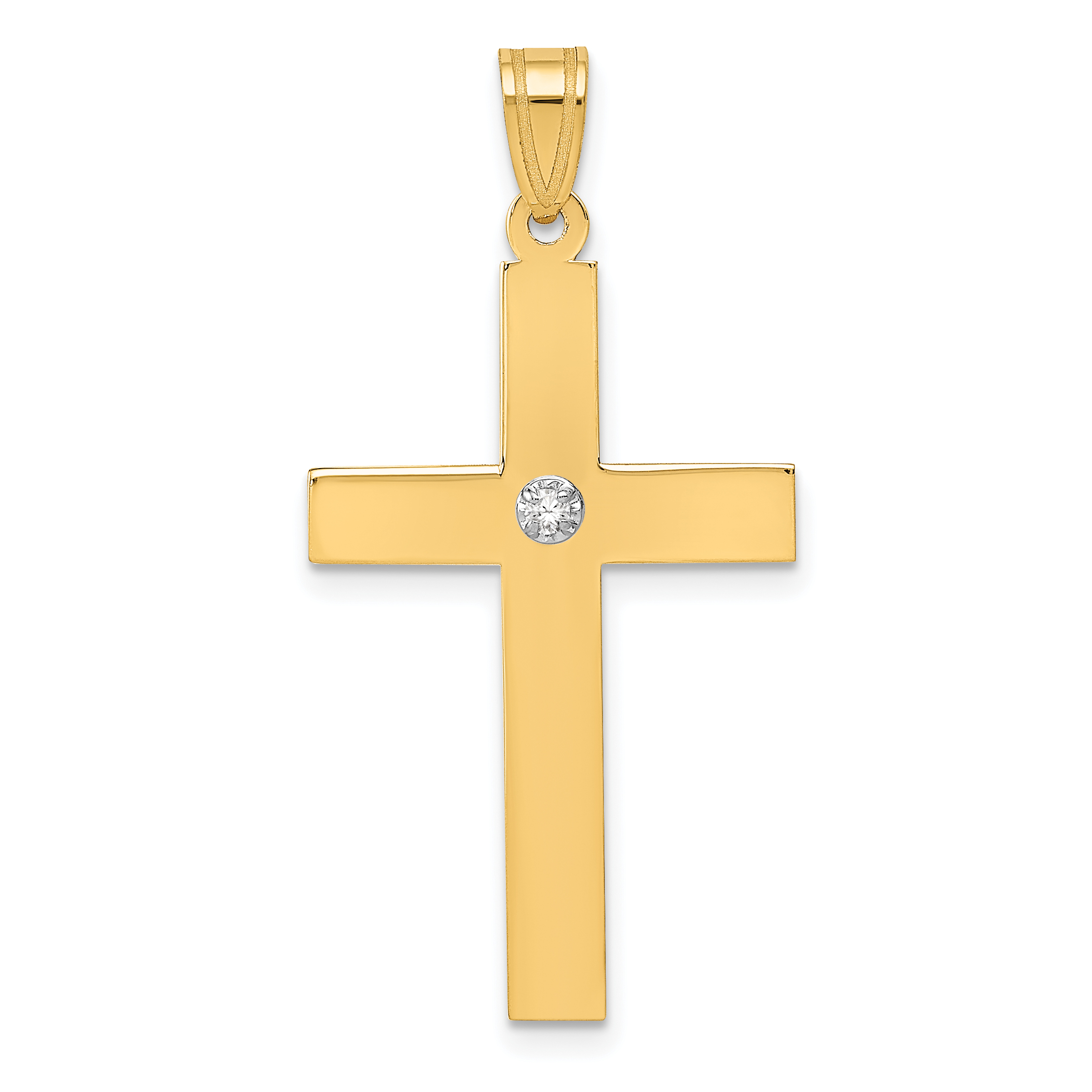 14k Polished .02ct. Diamond Cross Pendant (XR778)