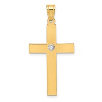 14K Yellow Gold Polished.02 Carat Diamond Cross Pendant view 1