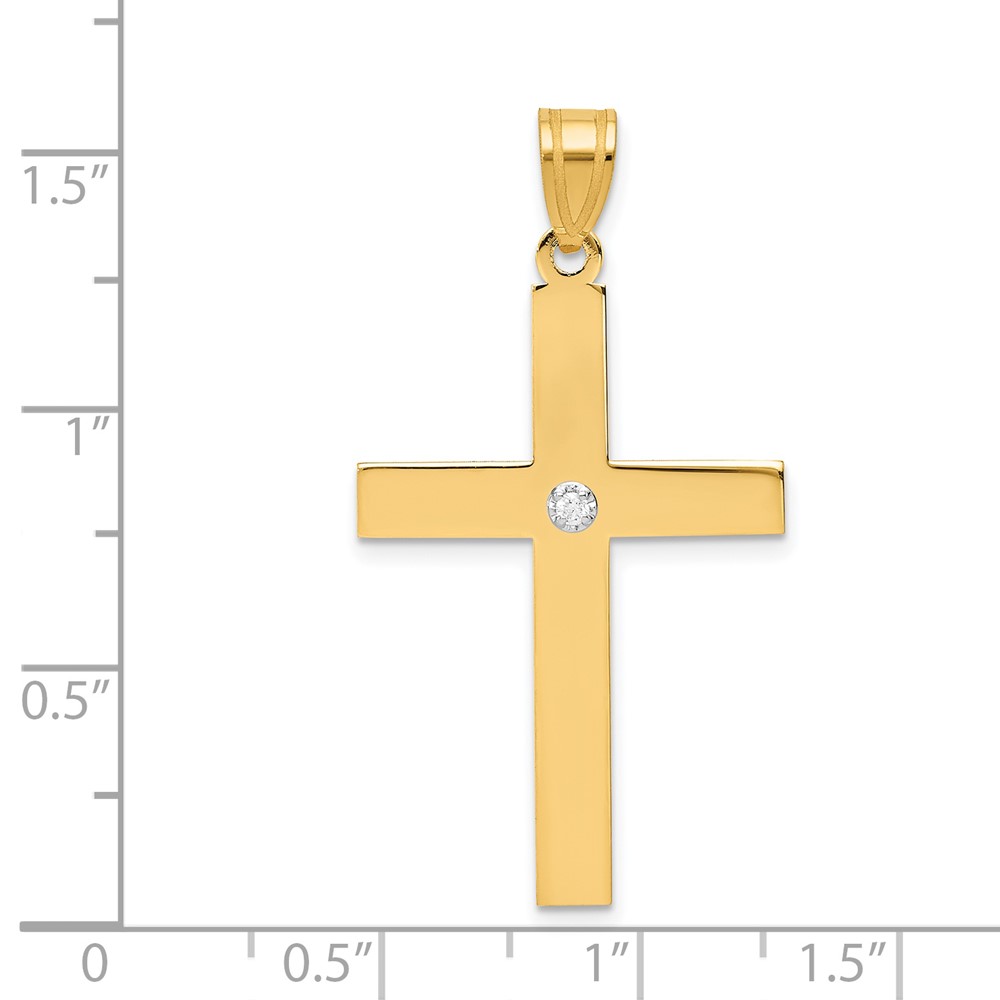 14k Polished .02ct. Diamond Cross Pendant (XR779)