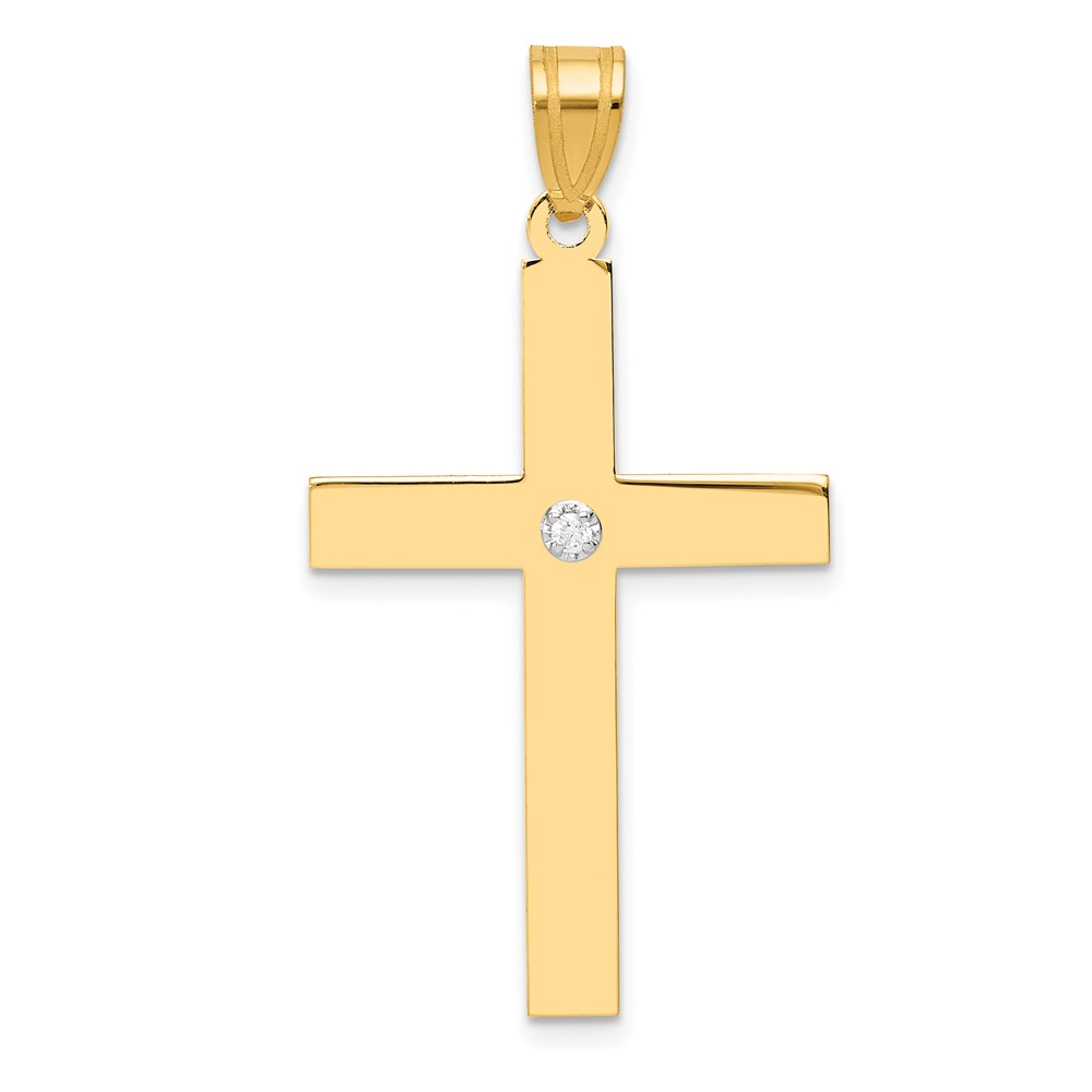 14k Polished .02ct. Diamond Cross Pendant (XR779)
