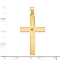 14K Yellow Gold Polished.03 Carat Diamond Cross Pendant view 3
