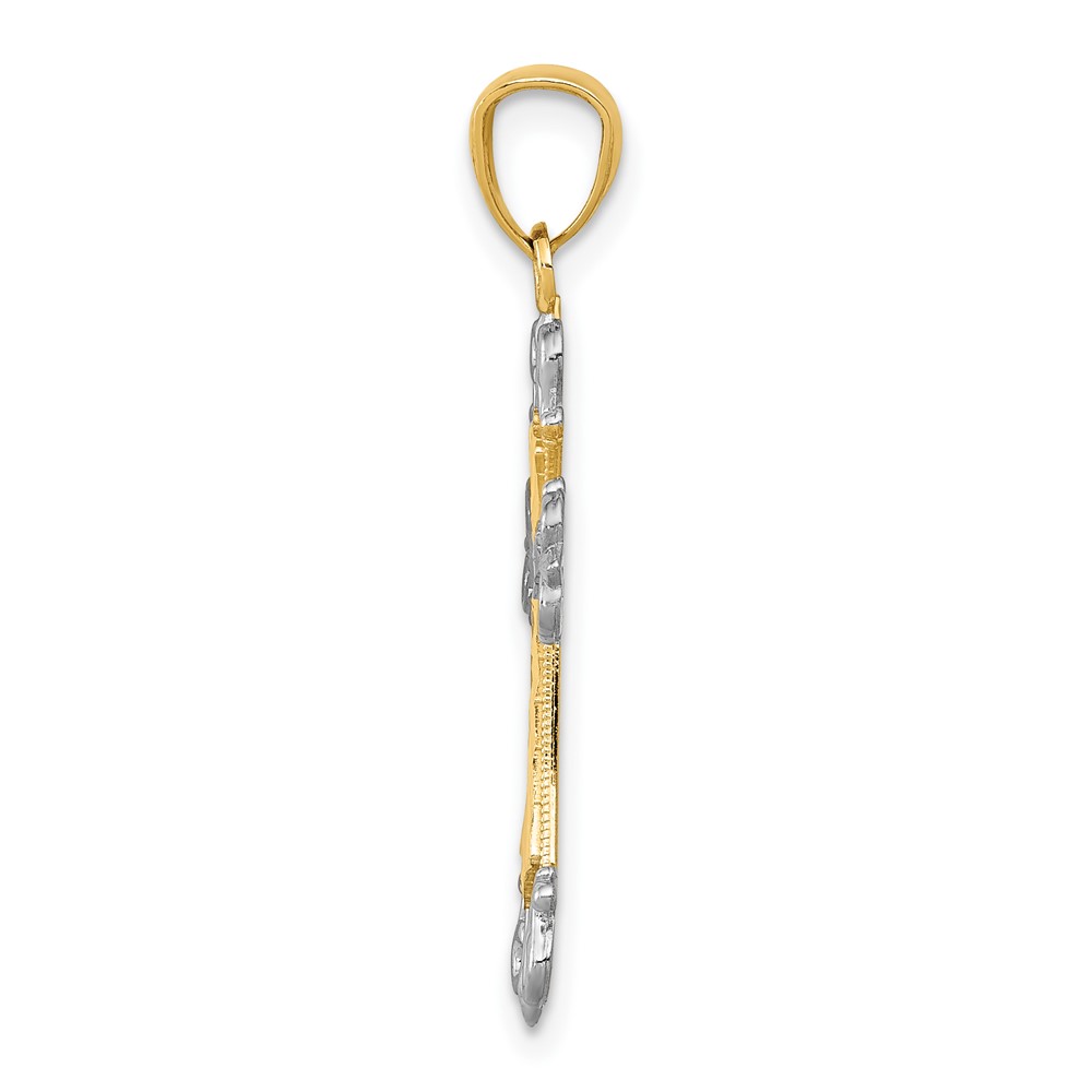 14k and Rhodium D/C Cross Pendant (XR917)