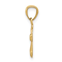 14K Yellow Gold Polished Angel Pendant with Heart view 2