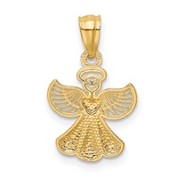 14K Yellow Gold Polished Angel Pendant with Heart view 4