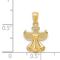14K Yellow Gold Polished Angel Pendant with Heart view 3