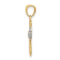 14K and White Rhodium Filigree Angel Pendant with Heart view 2