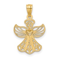 14K and White Rhodium Filigree Angel Pendant with Heart view 4