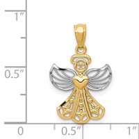 14K and White Rhodium Filigree Angel Pendant with Heart view 3