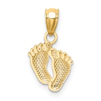 14K Yellow Gold Small Feet Pendant view 4