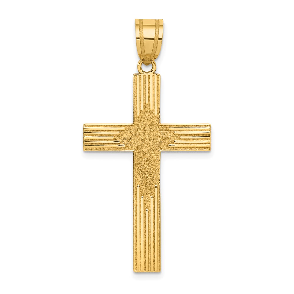 14K Yellow Gold Laser Designed Cross Pendant