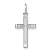 14K White Gold Laser Designed Cross Charm view 1