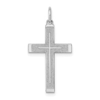 14K White Gold Laser Designed Cross Pendant view 1