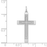 14K White Gold Laser Designed Cross Pendant view 3