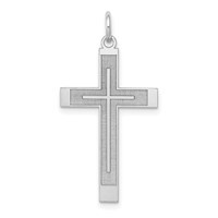 14K White Gold Laser Designed Cross Pendant view 1