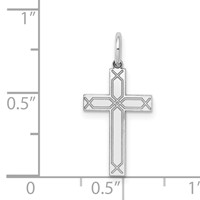 14K White Gold Laser Designed Cross Charm view 3