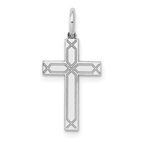 14K White Gold Laser Designed Cross Charm view 1