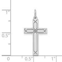 14K White Gold Laser Designed Cross Charm view 3