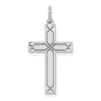 14K White Gold Laser Designed Cross Charm view 1