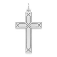 14K White Gold Laser Designed Cross Pendant view 1