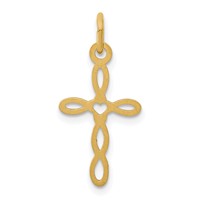 14K Loop with Center Heart Cross Charm view 4