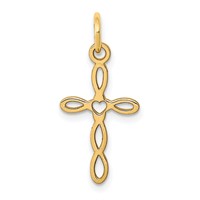 14K Loop with Center Heart Cross Charm view 1