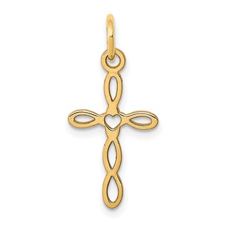 Gold Heart Cross Pendant