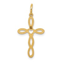 14K Yellow Gold Loop Pendant with Center Heart Cross view 4