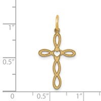 14K Yellow Gold Loop Pendant with Center Heart Cross view 3