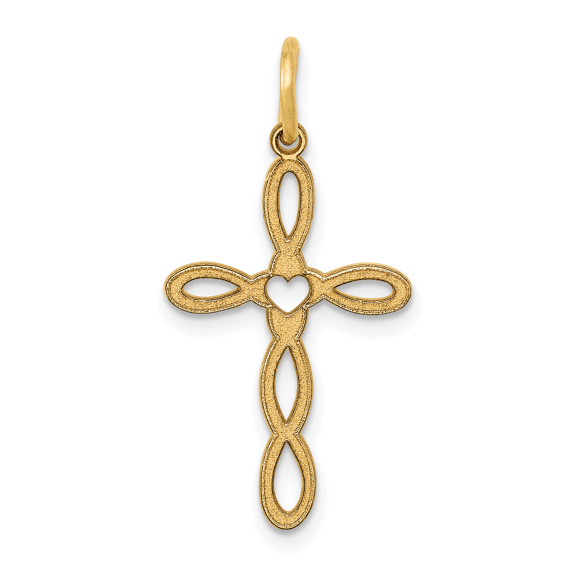 14K Loop w/Center Heart Cross Pendant (XR953)