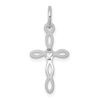 14K White Gold Loop Charm with Center Heart Cross view 4