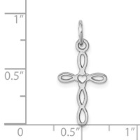 14K White Gold Loop Charm with Center Heart Cross view 3