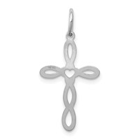 14K White Gold Loop Charm with Center Heart Cross view 4
