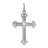 14K White Gold Laser Designed Cross Pendant view 1