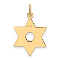 14K Yellow Gold Laser Designed Star of David Pendant view 4