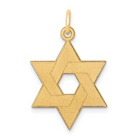 14K Yellow Gold Laser Designed Star of David Pendant view 1