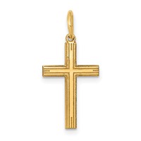 14K Yellow Gold Laser Designed Cross Charm view 1