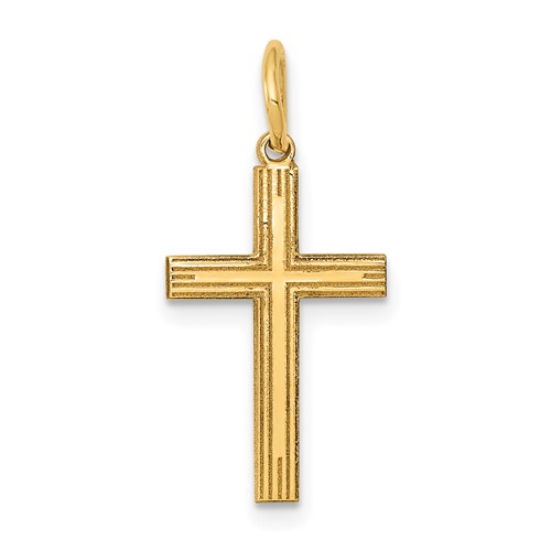 14K Yellow Gold Laser Designed Cross Charm