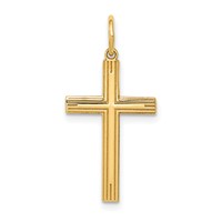 14K Yellow Gold Laser Designed Cross Pendant view 1
