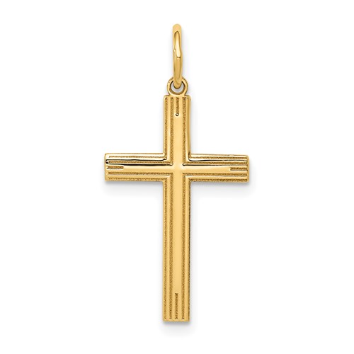 14K Yellow Gold Laser Designed Cross Pendant