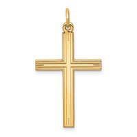 14K Yellow Gold Laser Designed Cross Pendant view 1