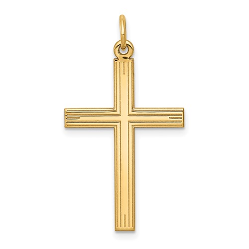 14K Yellow Gold Laser Designed Cross Pendant