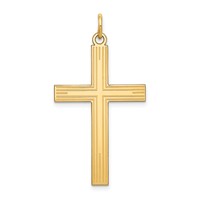 14K Yellow Gold Laser Designed Cross Pendant view 1