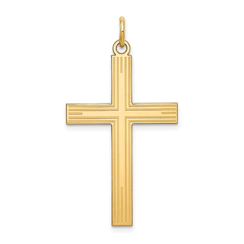 14K Yellow Gold Laser Designed Cross Pendant