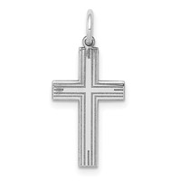 14K White Gold Laser Designed Cross Pendant view 1