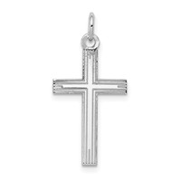 14K White Gold Laser Designed Cross Pendant view 1